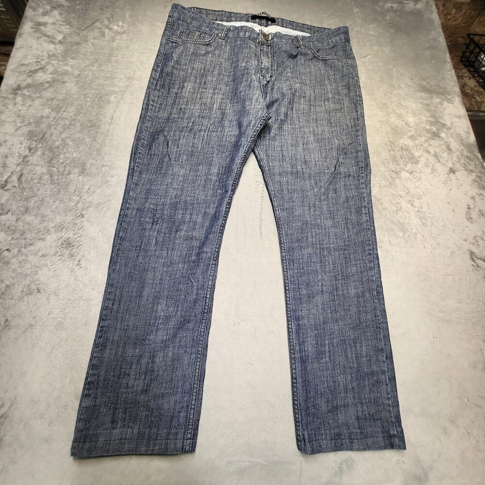 HUGO BOSS Jeans Mens 42x32 Blue Medium Wash Straight Regular Denim Pockets Logo